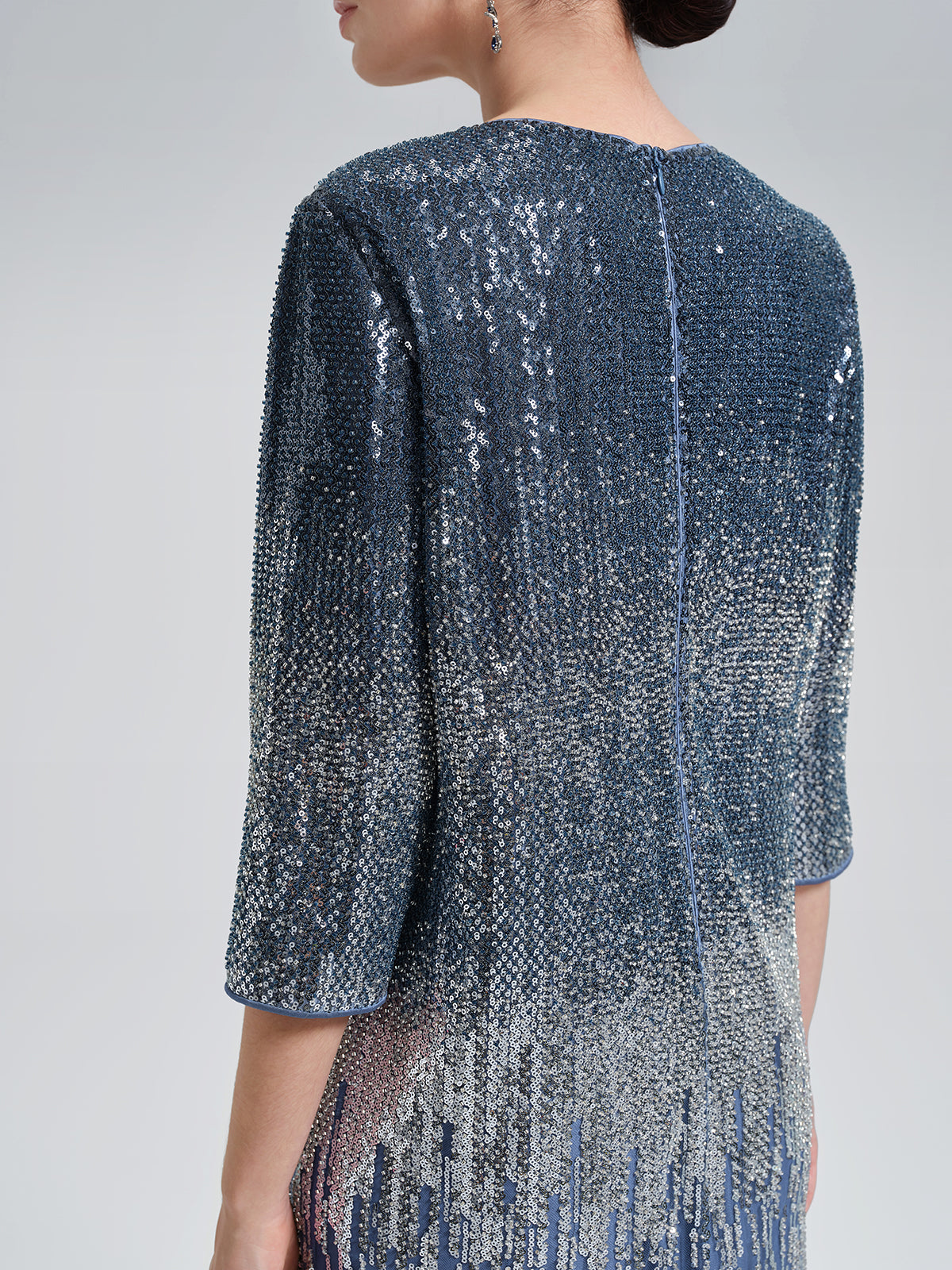 Fringe Gradient Sequin 3D Floral Dress