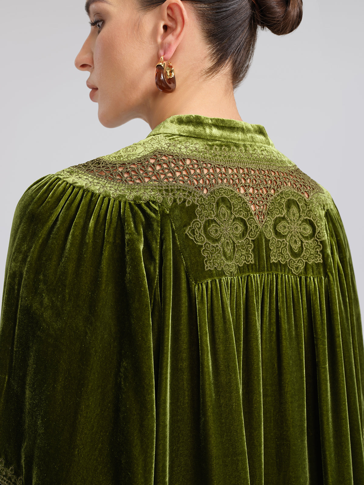 H-line Cutout Silk Velvet Top