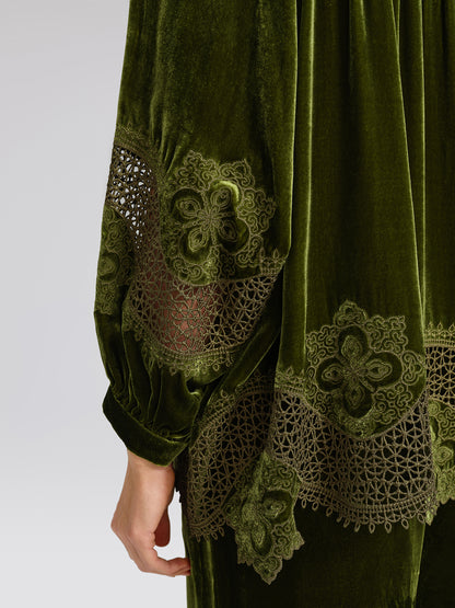 H-line Cutout Silk Velvet Top