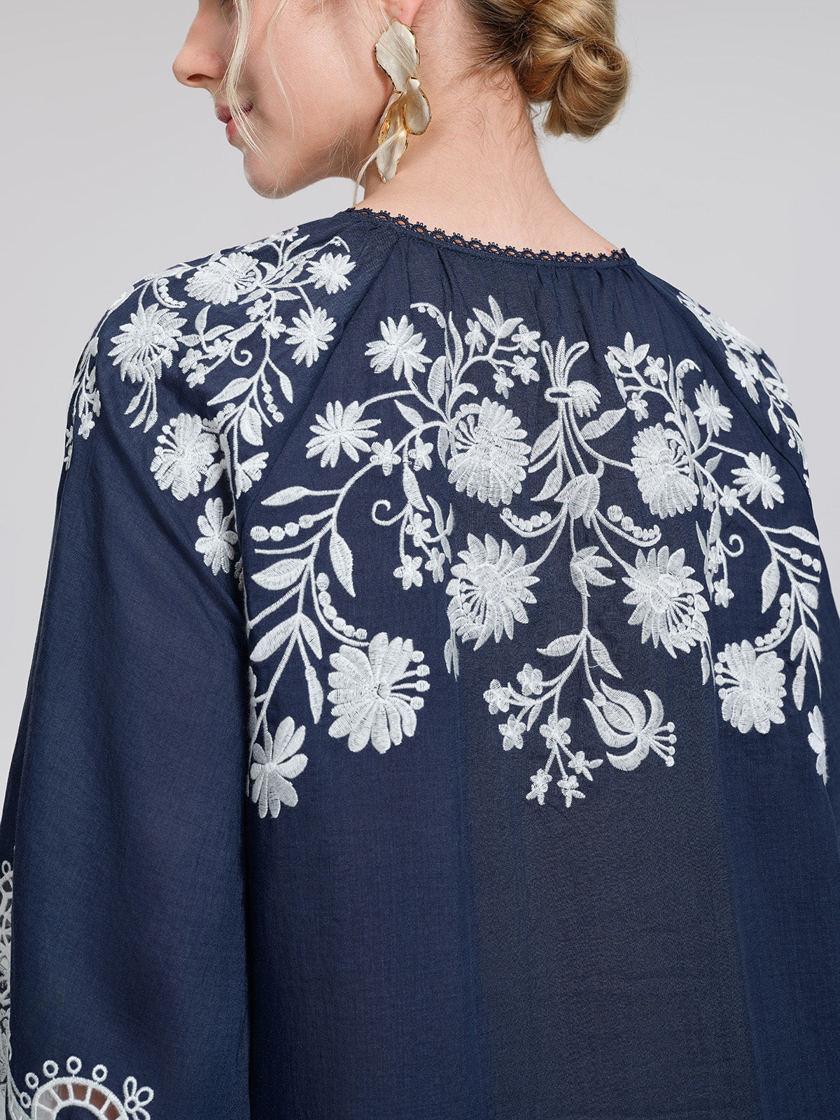 Ramie Floral Embroidered Cutwork Dress
