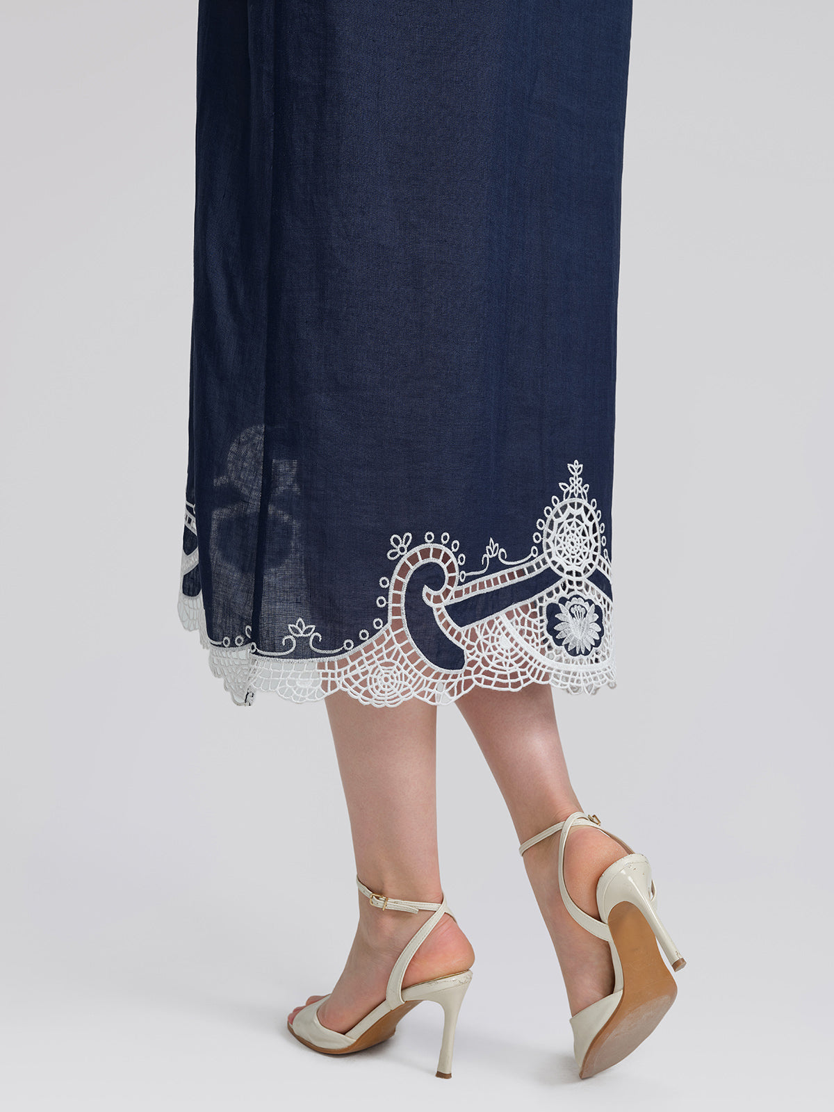 Ramie Floral Embroidered Cutwork Dress
