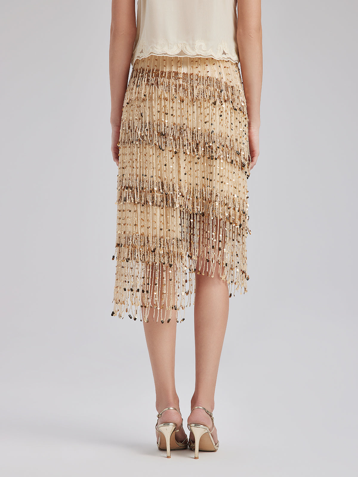 Luxe Sequined Tassel Bodycon Skirt