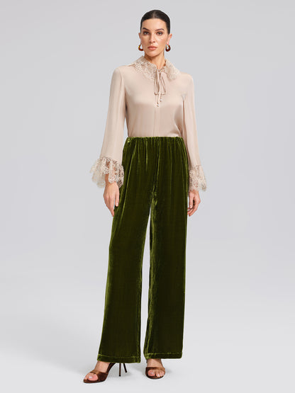Silk Lace Collar Shirt