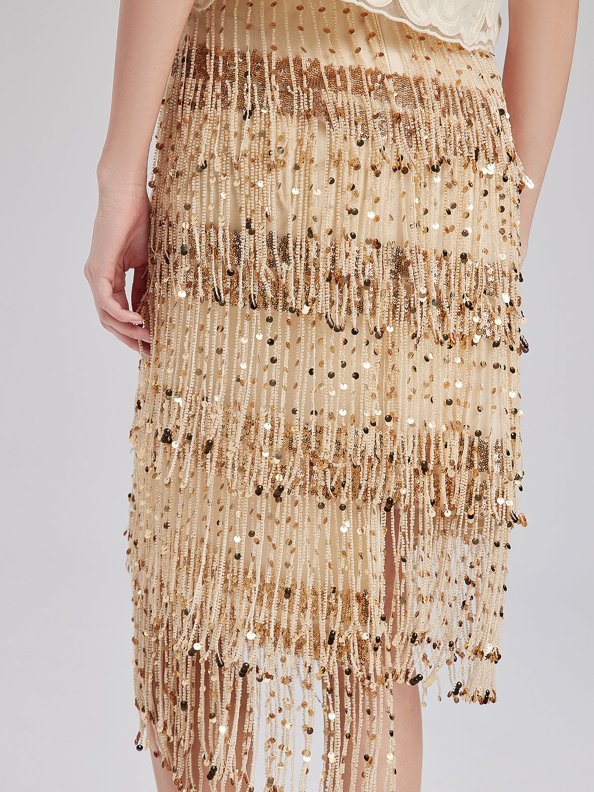 Luxe Sequined Tassel Bodycon Skirt