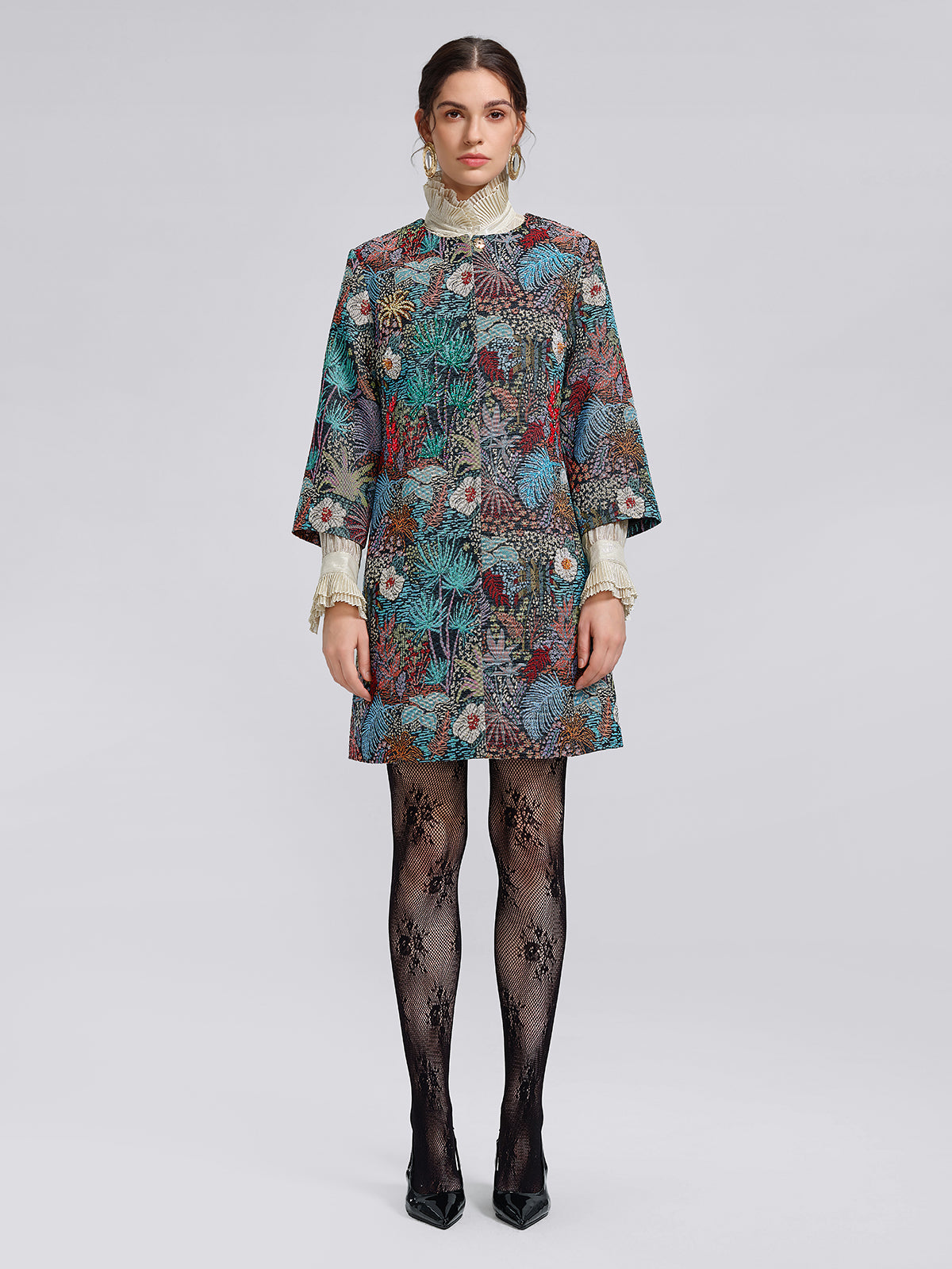 Handcrafted Multiflora Jacquard Beaded Jacket