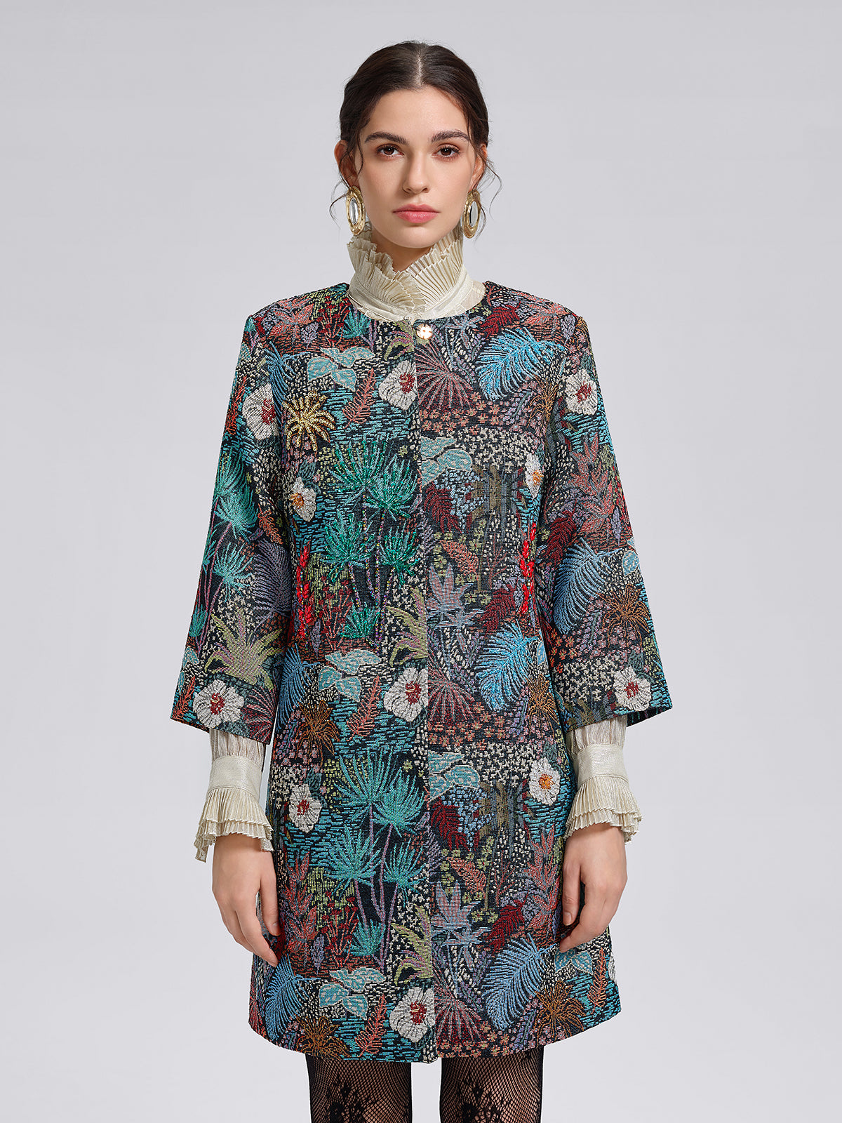 Handcrafted Multiflora Jacquard Beaded Jacket