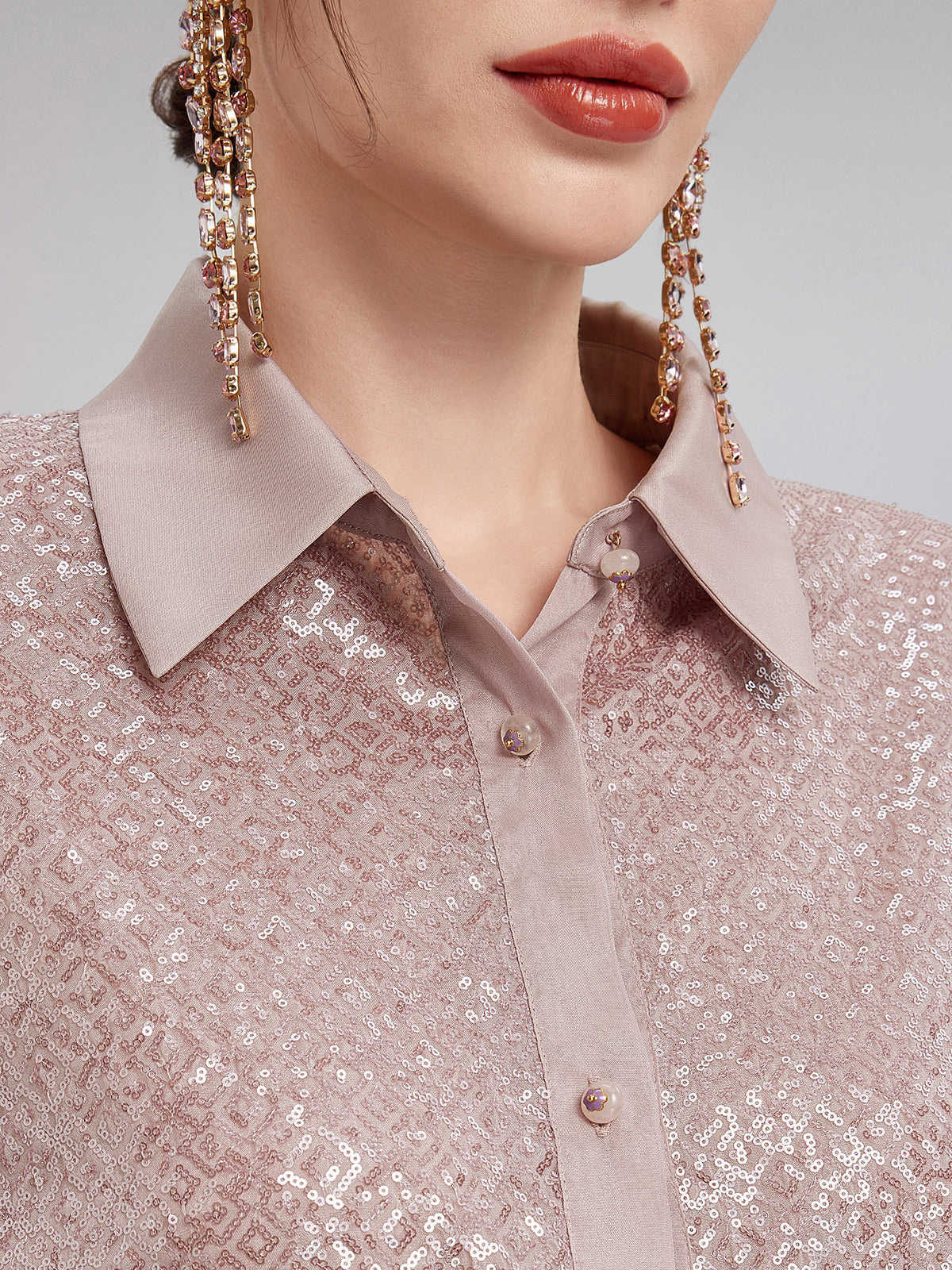 Final Sale | Luxe Ruffled Sequin Pleated Shirt