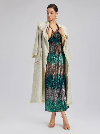 Gradient Sequin V-Neck Stretch Dress