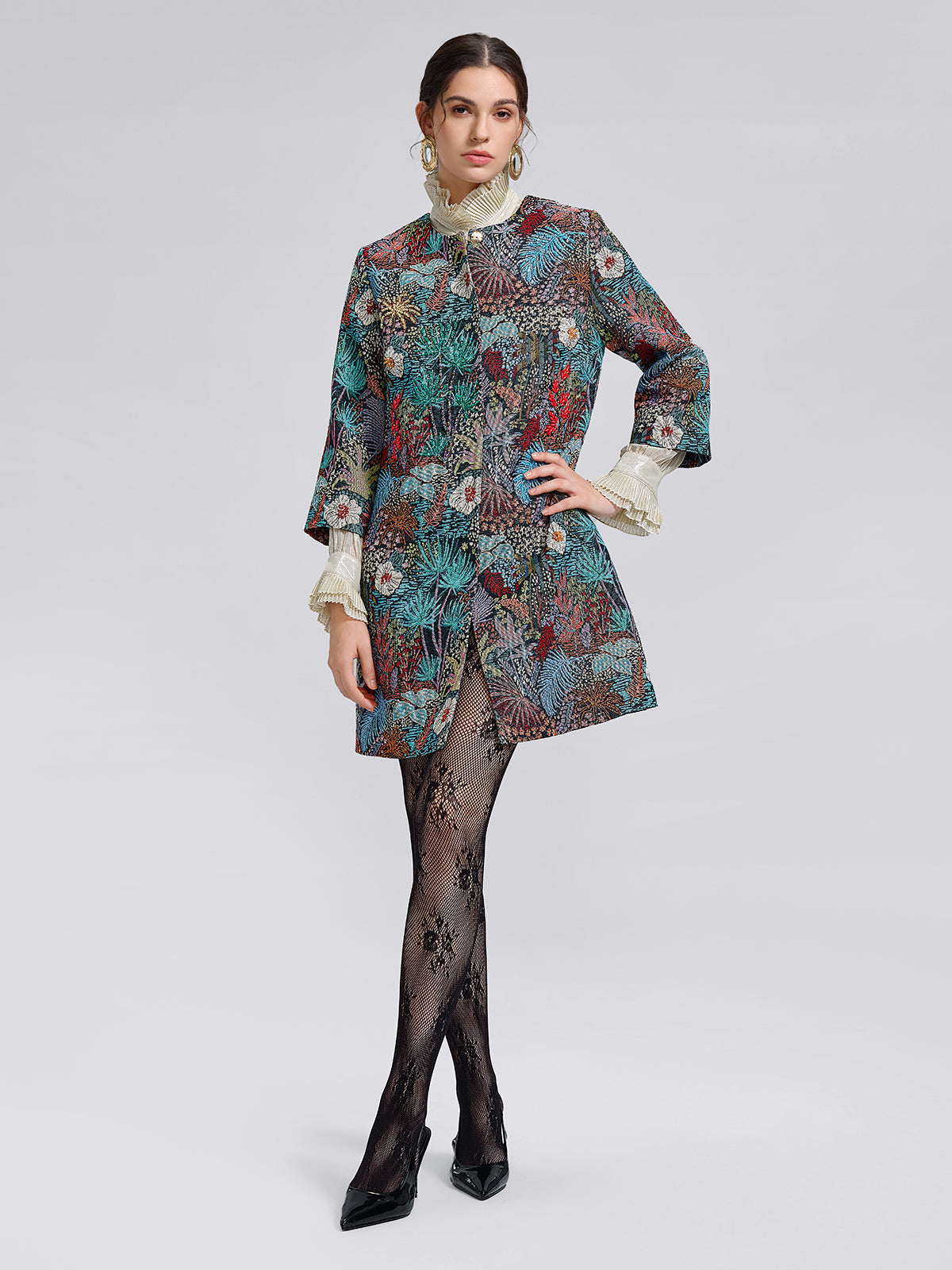 Handcrafted Multiflora Jacquard Beaded Jacket