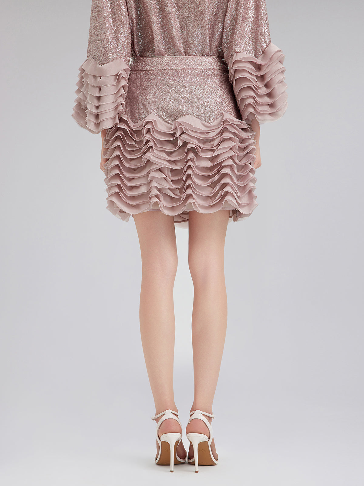 Final Sale | Luxe Ruffled Sequin Pleated Mini Skirt