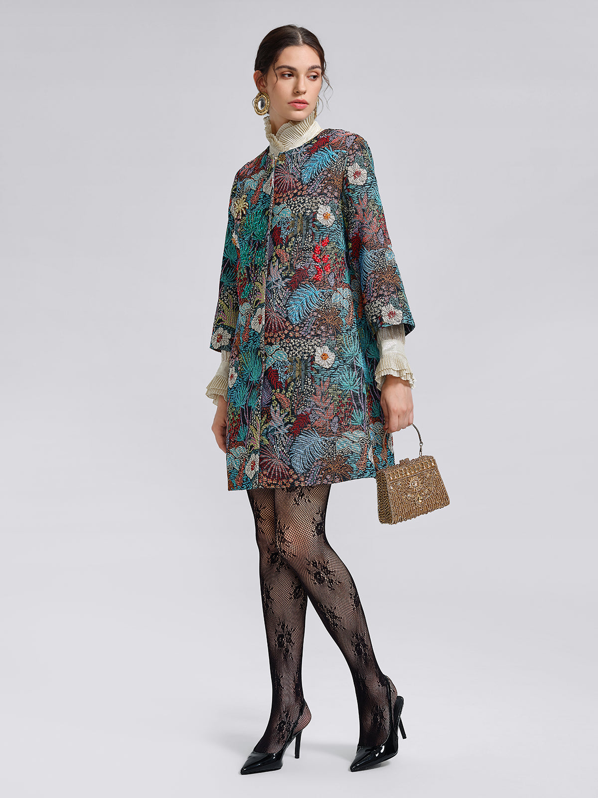 Handcrafted Multiflora Jacquard Beaded Jacket