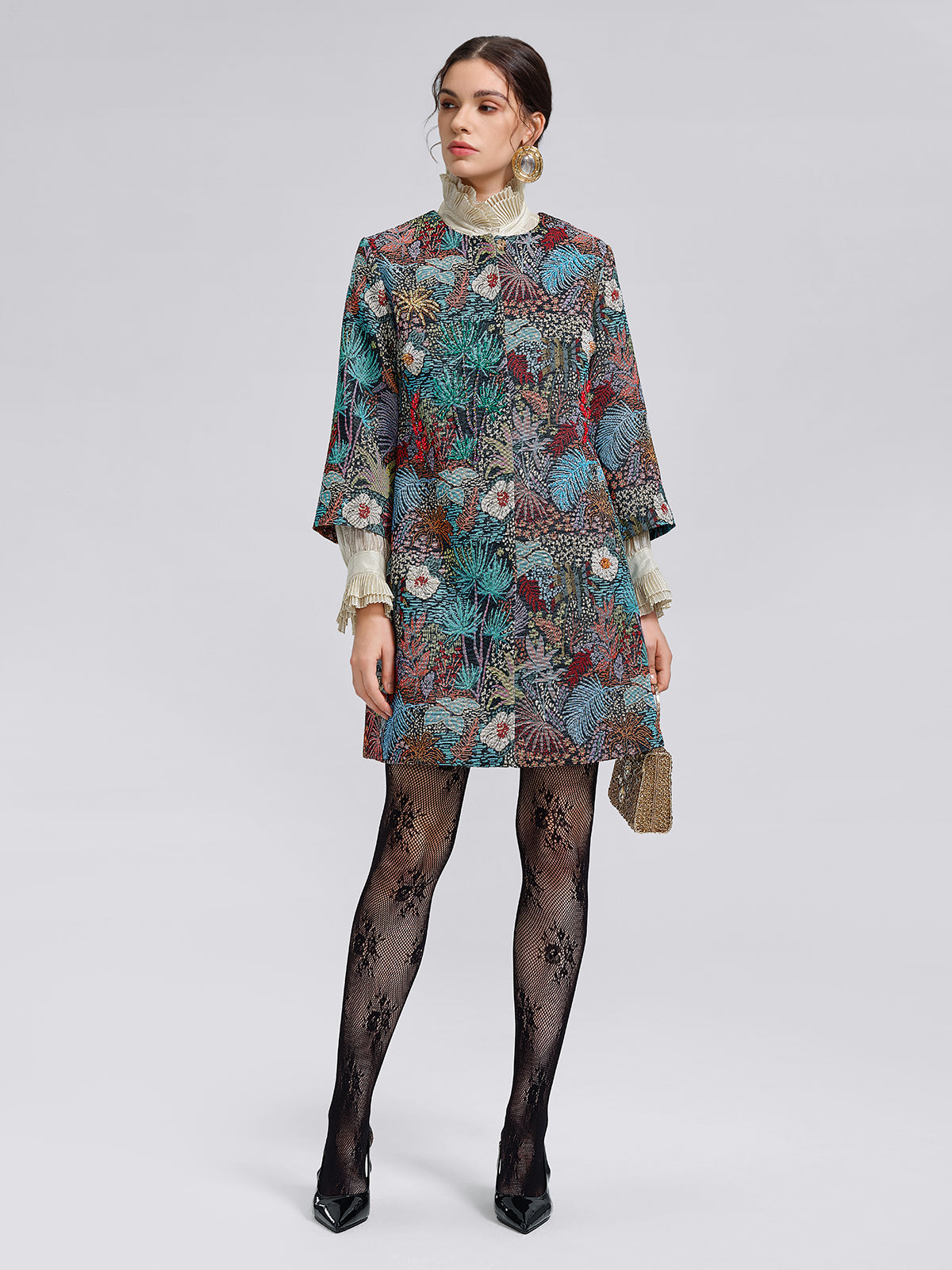 Handcrafted Multiflora Jacquard Beaded Jacket