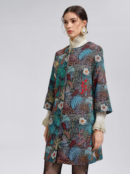 Handcrafted Multiflora Jacquard Beaded Jacket