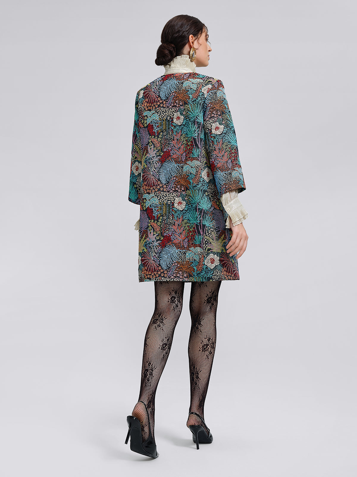 Handcrafted Multiflora Jacquard Beaded Jacket