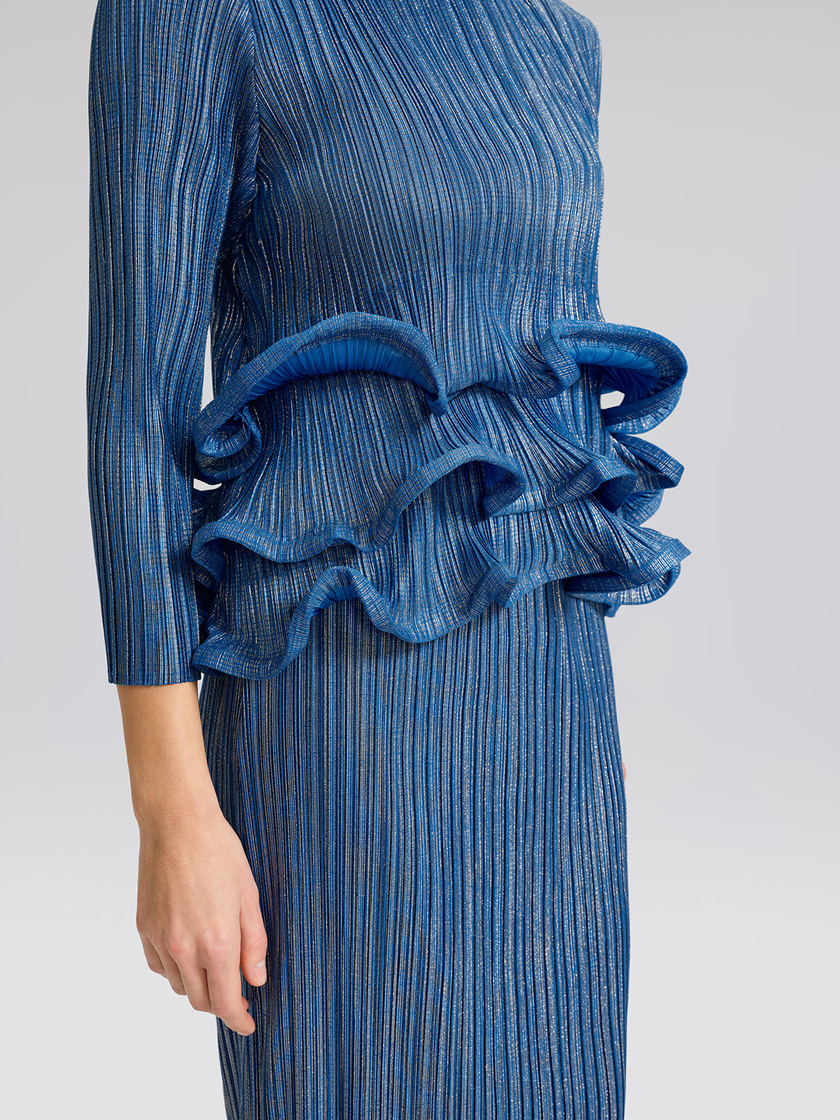 Blue Pleated Bubble-Hem Set