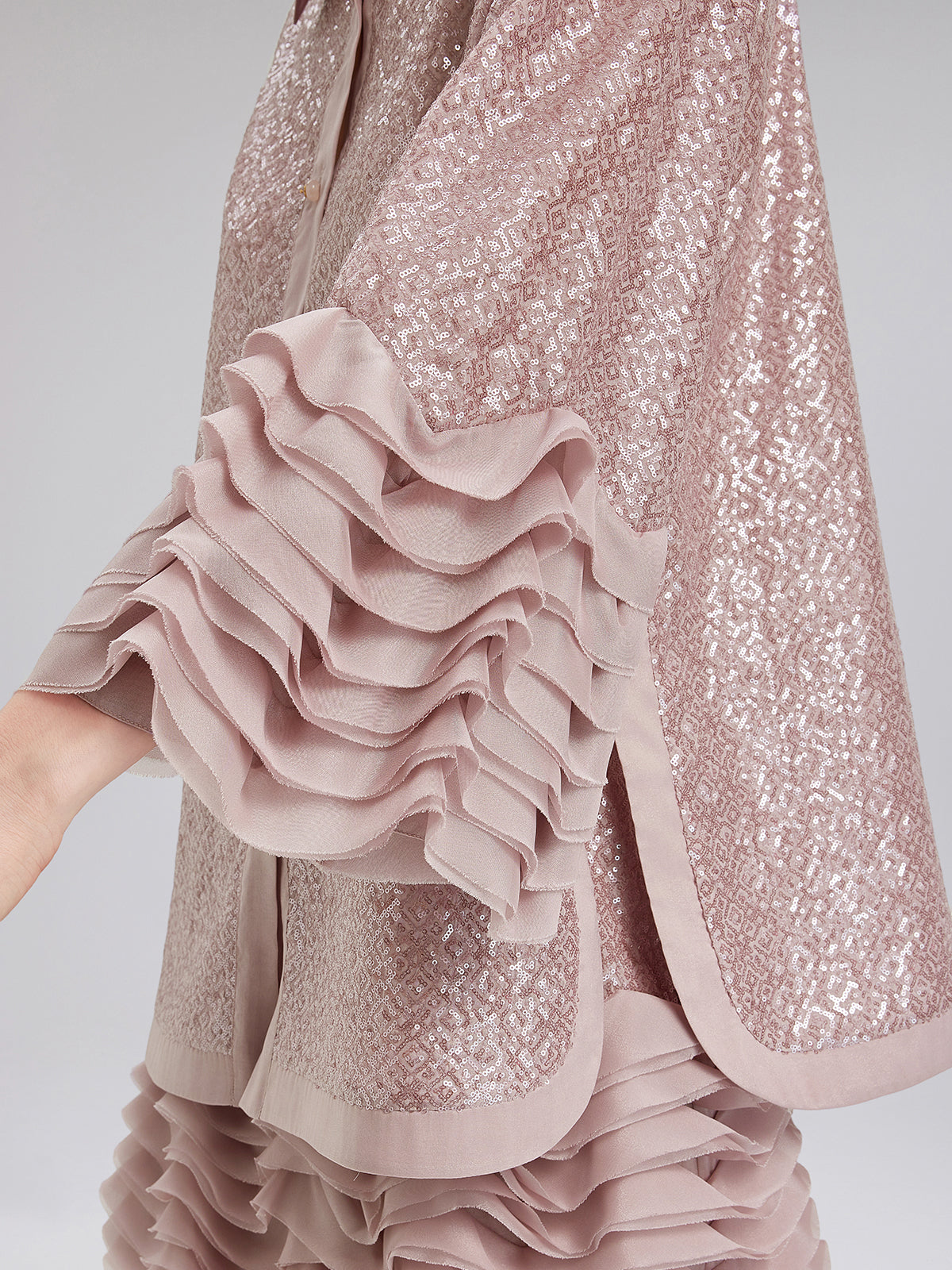 Final Sale | Luxe Ruffled Sequin Pleated Shirt