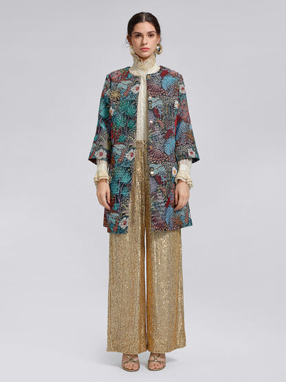 Handcrafted Multiflora Jacquard Beaded Jacket