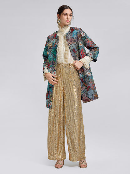 Handcrafted Multiflora Jacquard Beaded Jacket