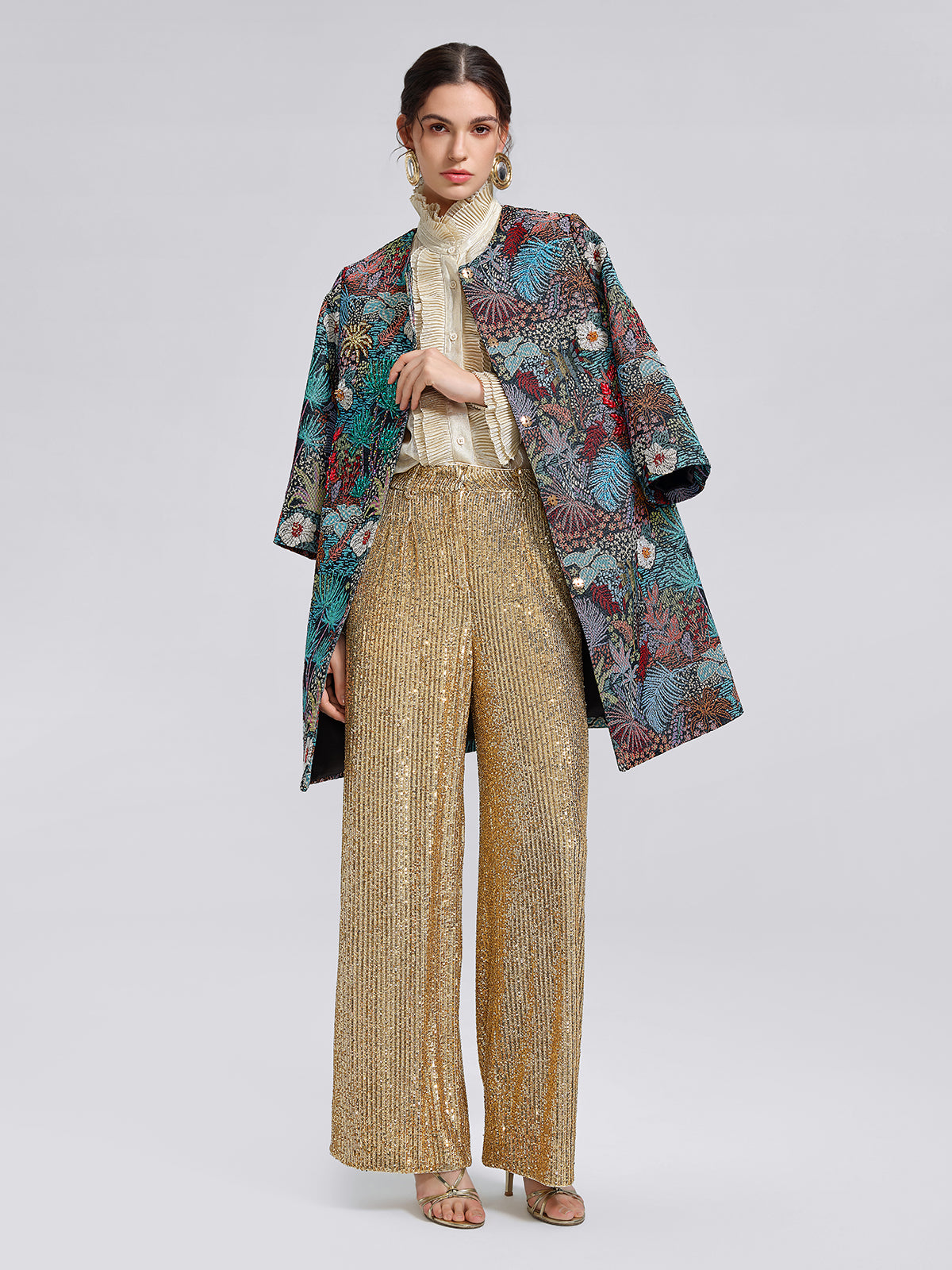 Handcrafted Multiflora Jacquard Beaded Jacket