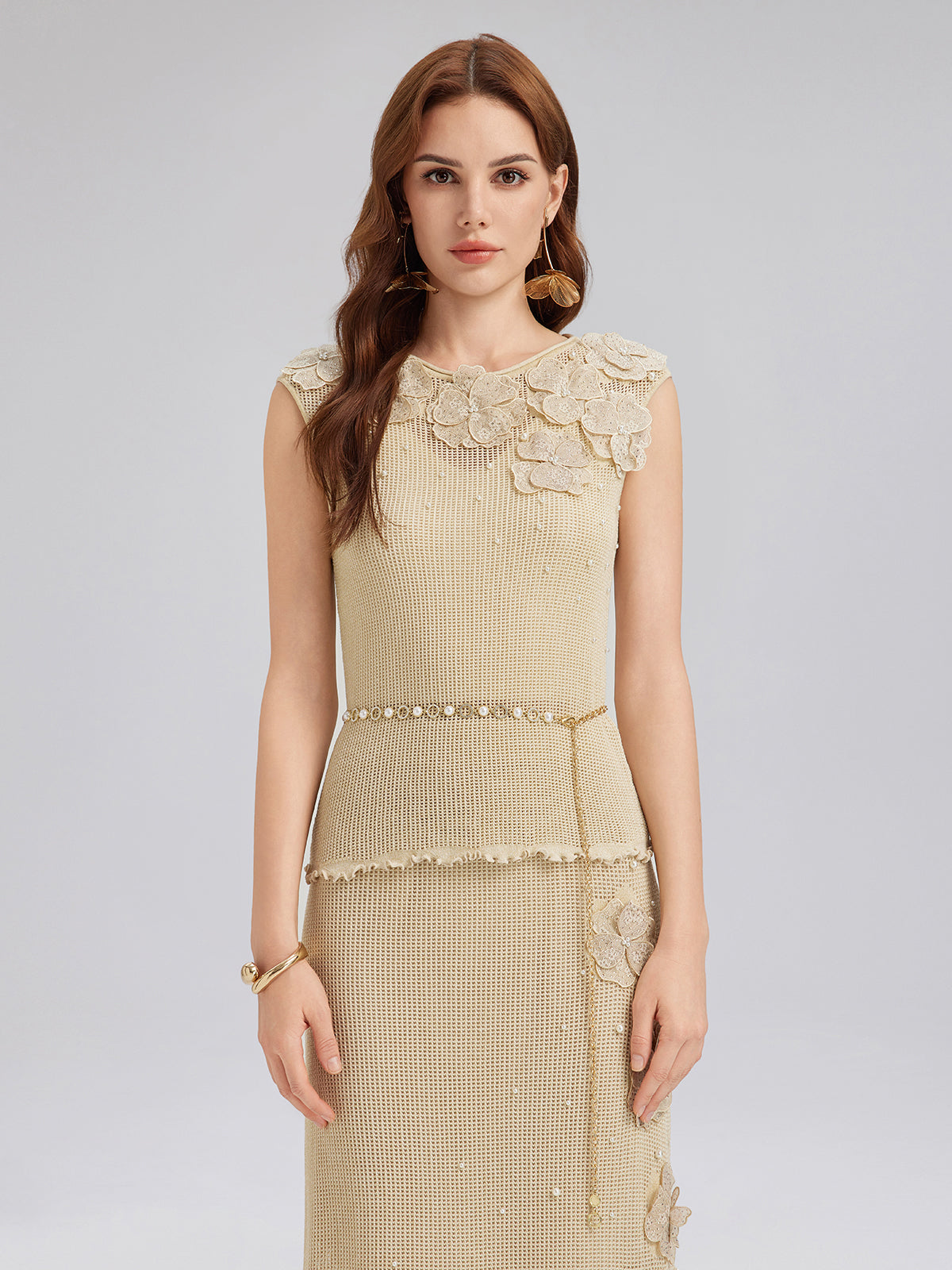 Final Sale | Hand-Lace Beaded Knit Top