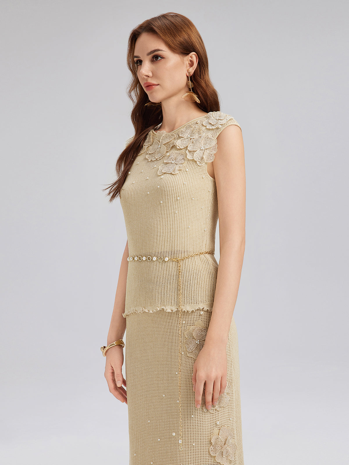 Final Sale | Hand-Lace Beaded Knit Top
