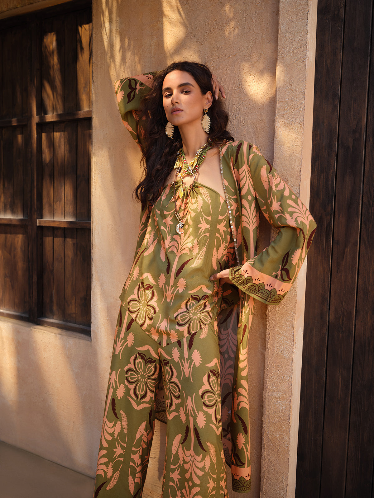 Vintage Botanical Print Belted Cover-Up
