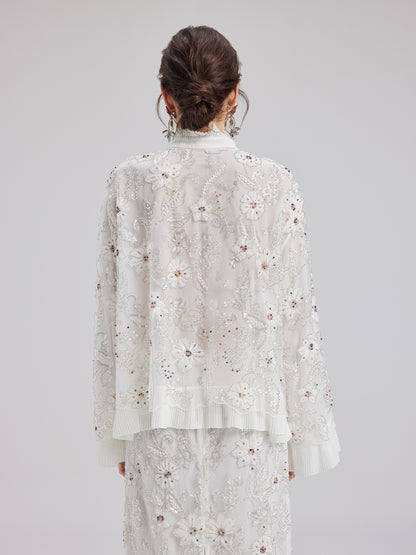 Elegant Couture Floral Beaded Shirt