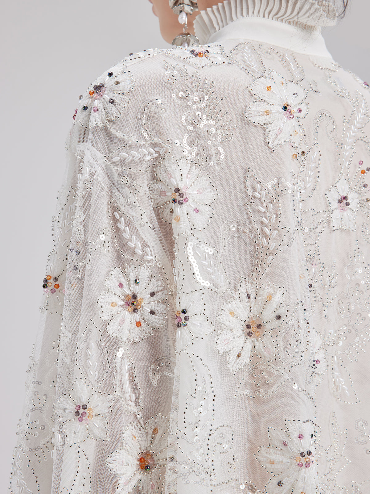 Elegant Couture Floral Beaded Shirt