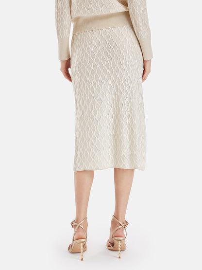 Wool Knit Textured A-Line Skirt