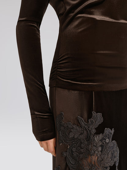 Faux-Fur Off-Shoulder Velvet Top