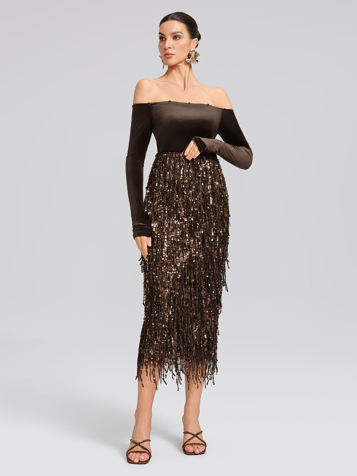 Faux-Fur Off-Shoulder Velvet Top