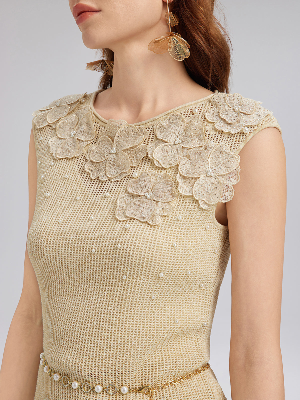 Final Sale | Hand-Lace Beaded Knit Top