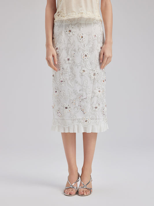 Elegant Couture Floral Embroidered Skirt