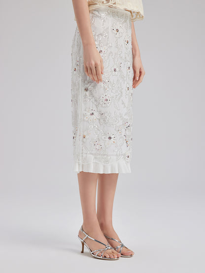 Elegant Couture Floral Embroidered Skirt