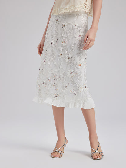 Elegant Couture Floral Embroidered Skirt