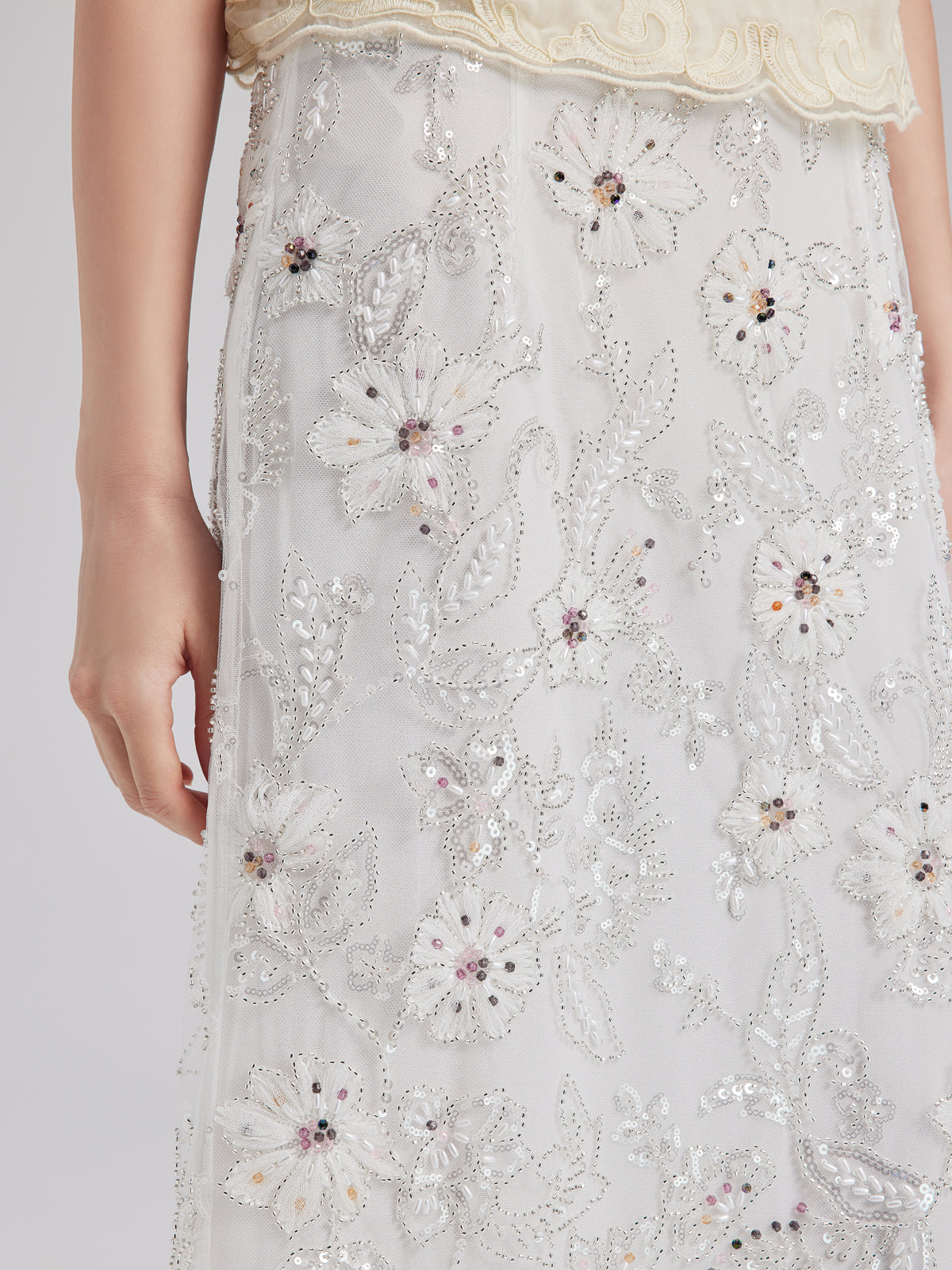 Elegant Couture Floral Embroidered Skirt