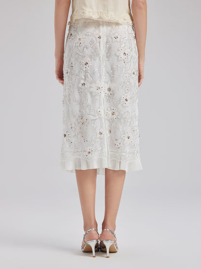 Elegant Couture Floral Embroidered Skirt