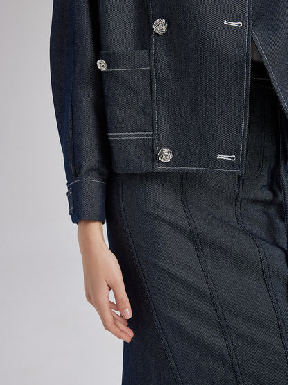 Minimalist Double-Breasted Denim Jacket