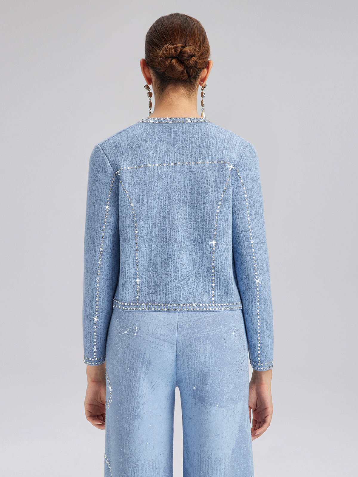 Wool Beaded Jacquard Knit Cardigan