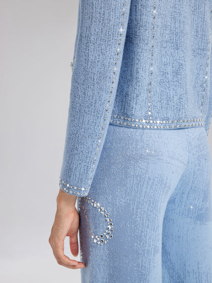 Wool Beaded Jacquard Knit Cardigan