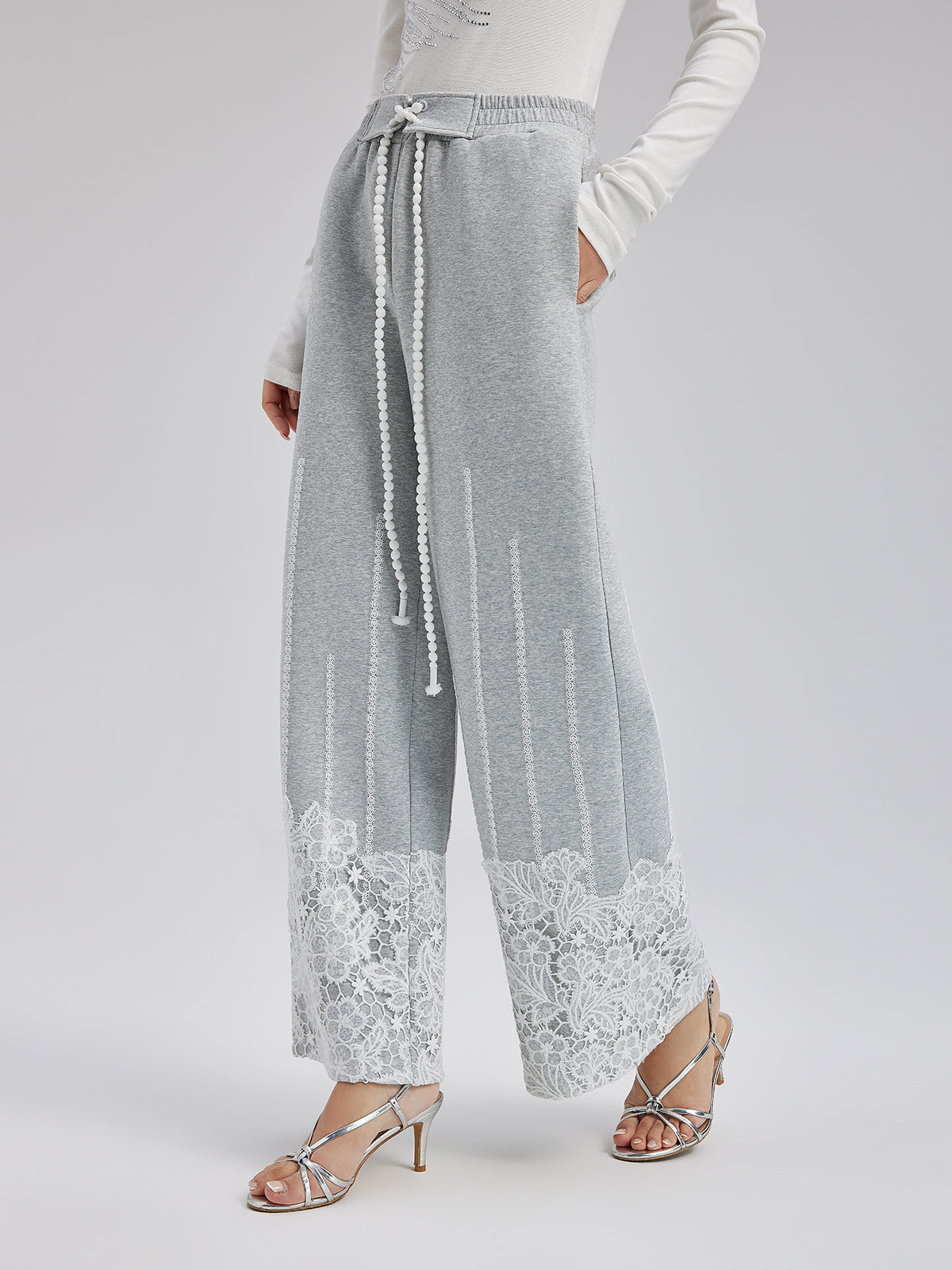 French Lace Drawstring Pants