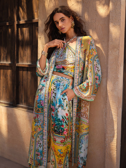 100% Silk Rhinestone Manor Print Cover-Up