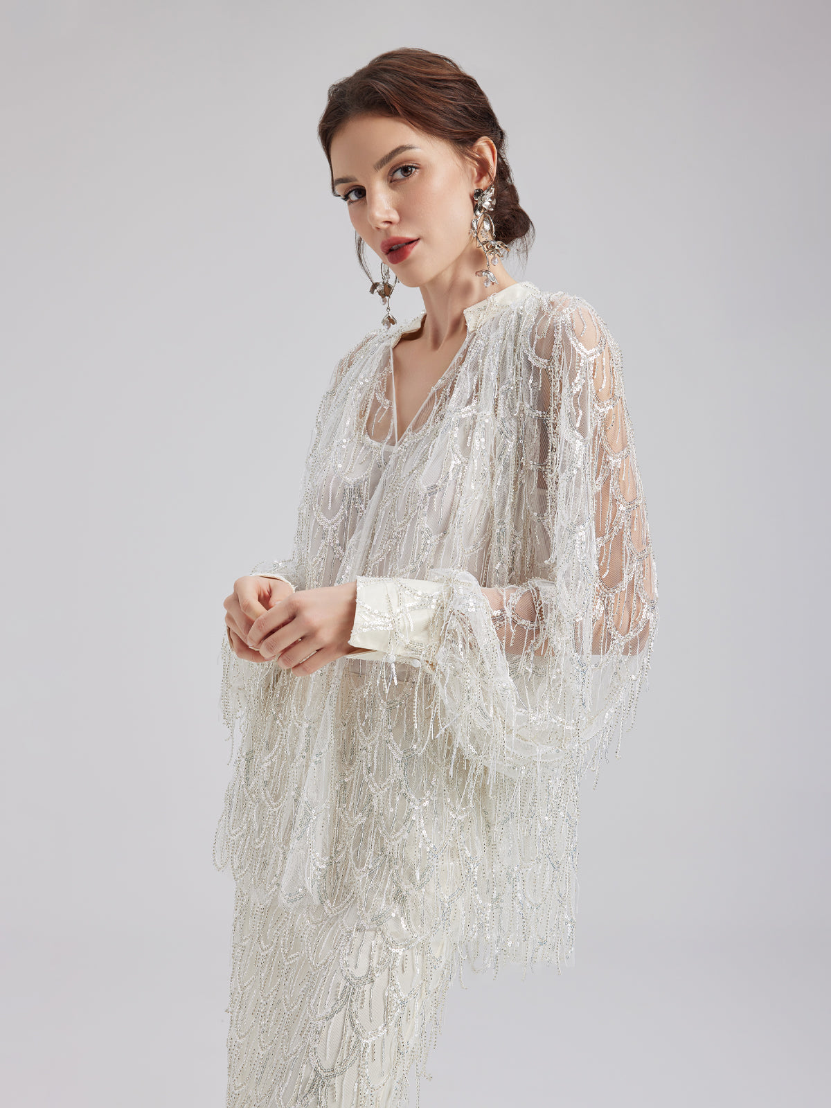 Luxe Beaded Sequin Tassel Shirt