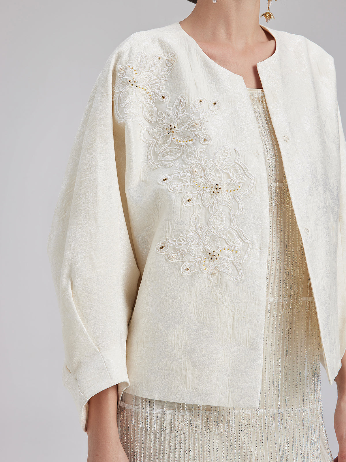 Hand-Embroidered 3D Floral Jacket