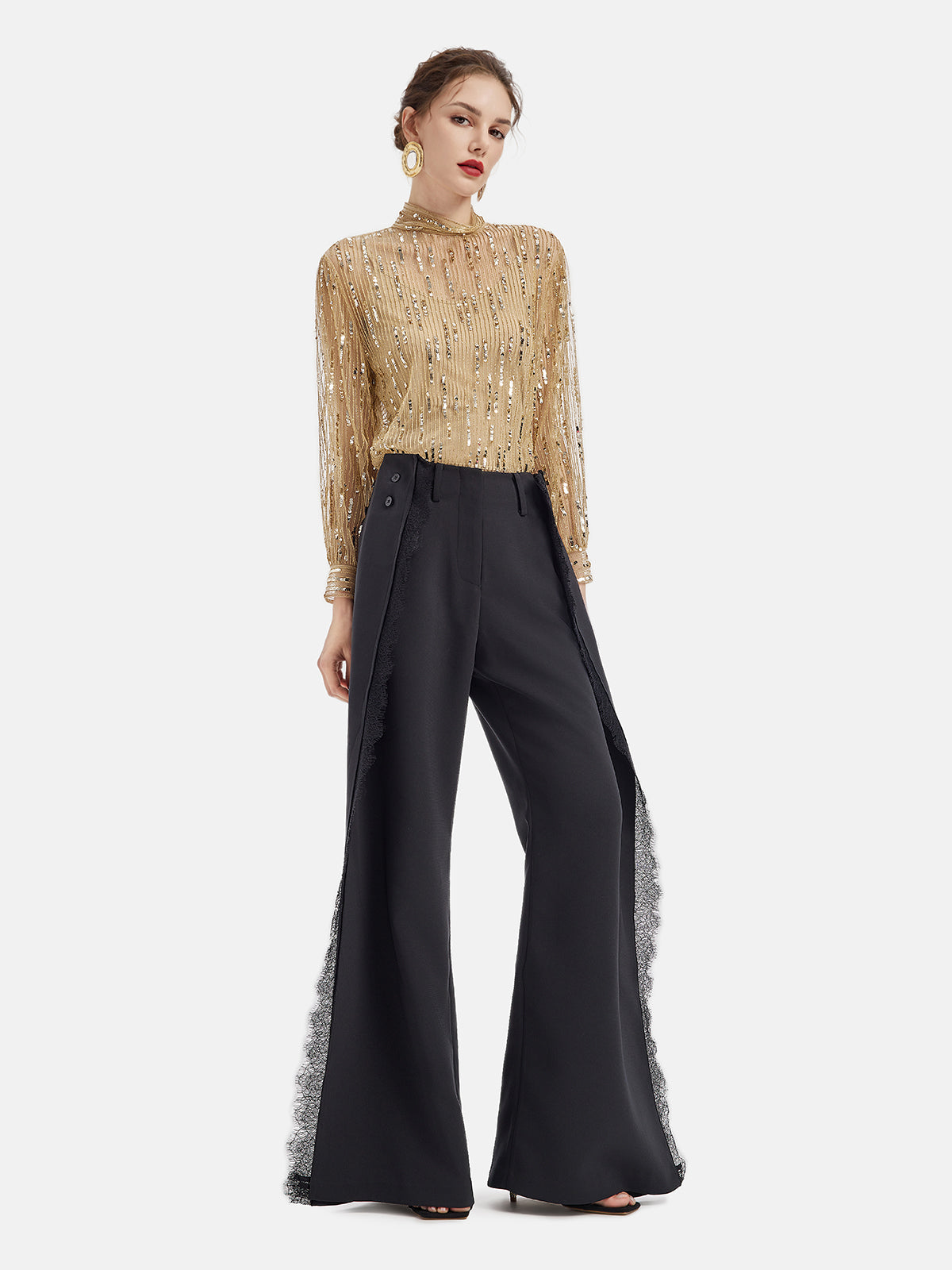 Versatile Lace Trim Trousers