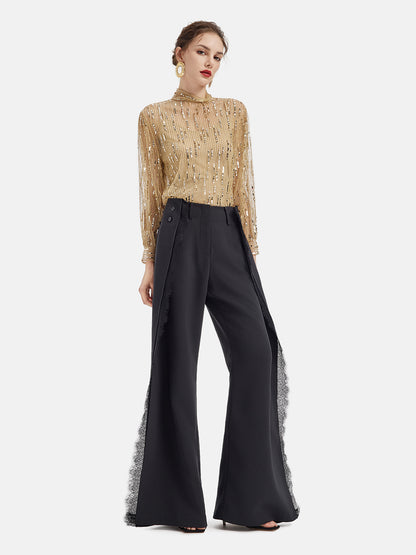 Versatile Lace Trim Trousers