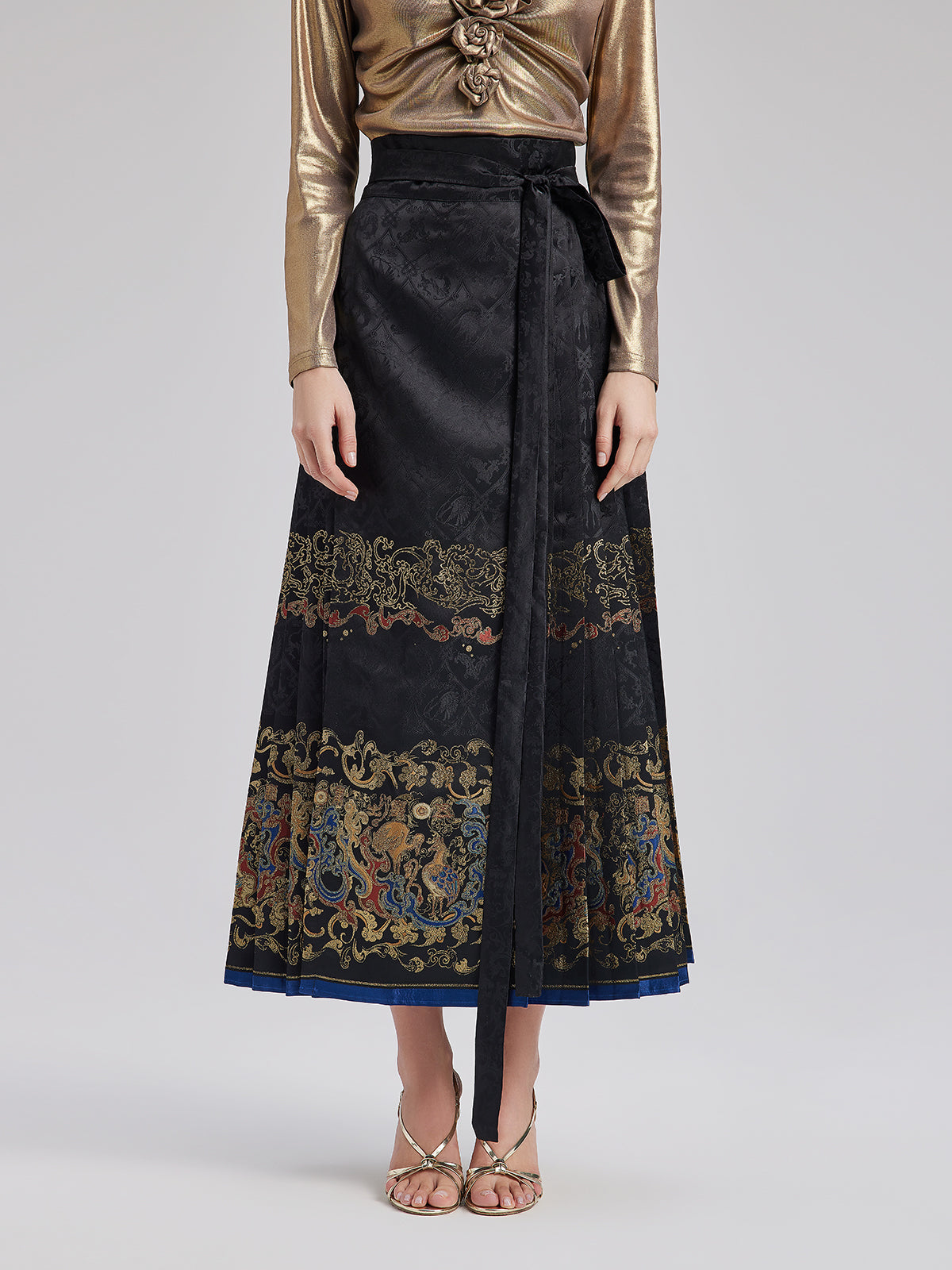 Elegant Chinese Style Pleated Skirt