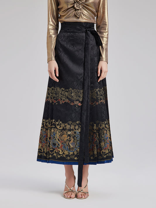 Elegant Chinese Style Pleated Skirt