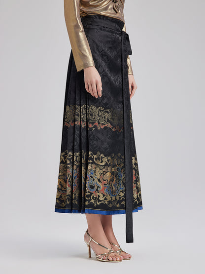 Elegant Chinese Style Pleated Skirt