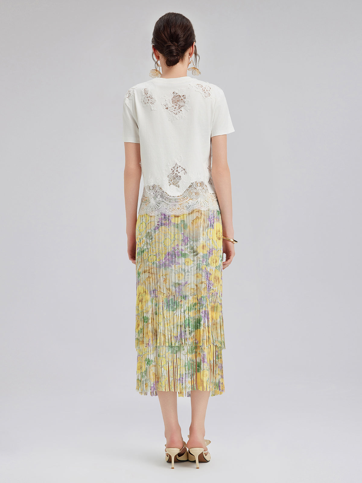 Fashion Lace-Trimmed Cotton Tee